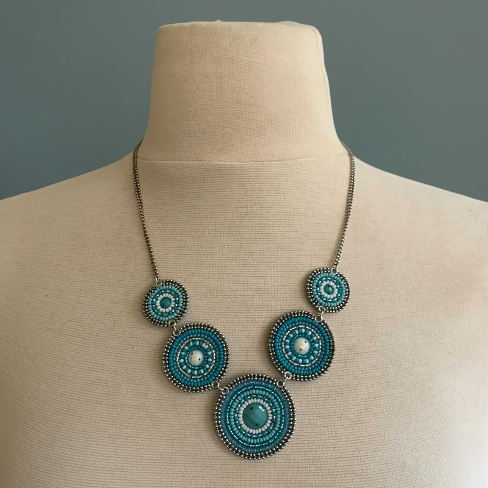 blue beaded bubble necklace